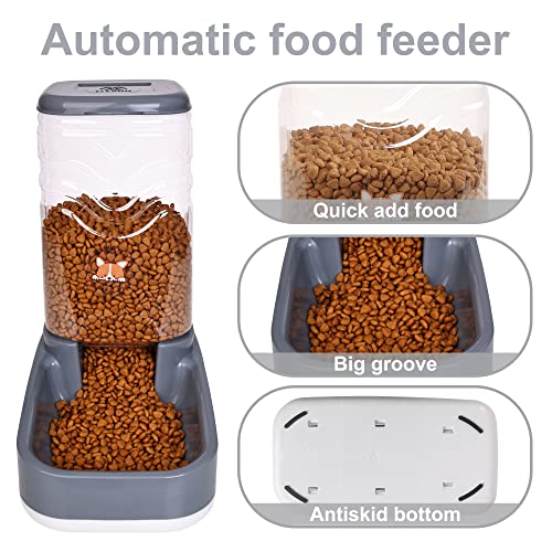 Automatic Cat Feeder, Gravity Food and Water Dispenser Bowl Set for Small Medium Dogs Animals, Pet Feeder Dispenser Storage Food, 3.8L Large Capacity, Gray - Image 4