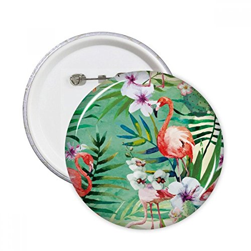 Badge Flamingo et nature exotique en lot de 5 broches : idée cadeau multicolore S