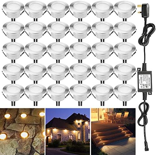 RGBW (RGB+Warm White) Led Decking Lights Waterproof IP67 Ø61MM + WiFi Controller - Led Plinth Light Kits for Terrace/Patio/Path/Wall/Garden/Decoration, 6 Packs