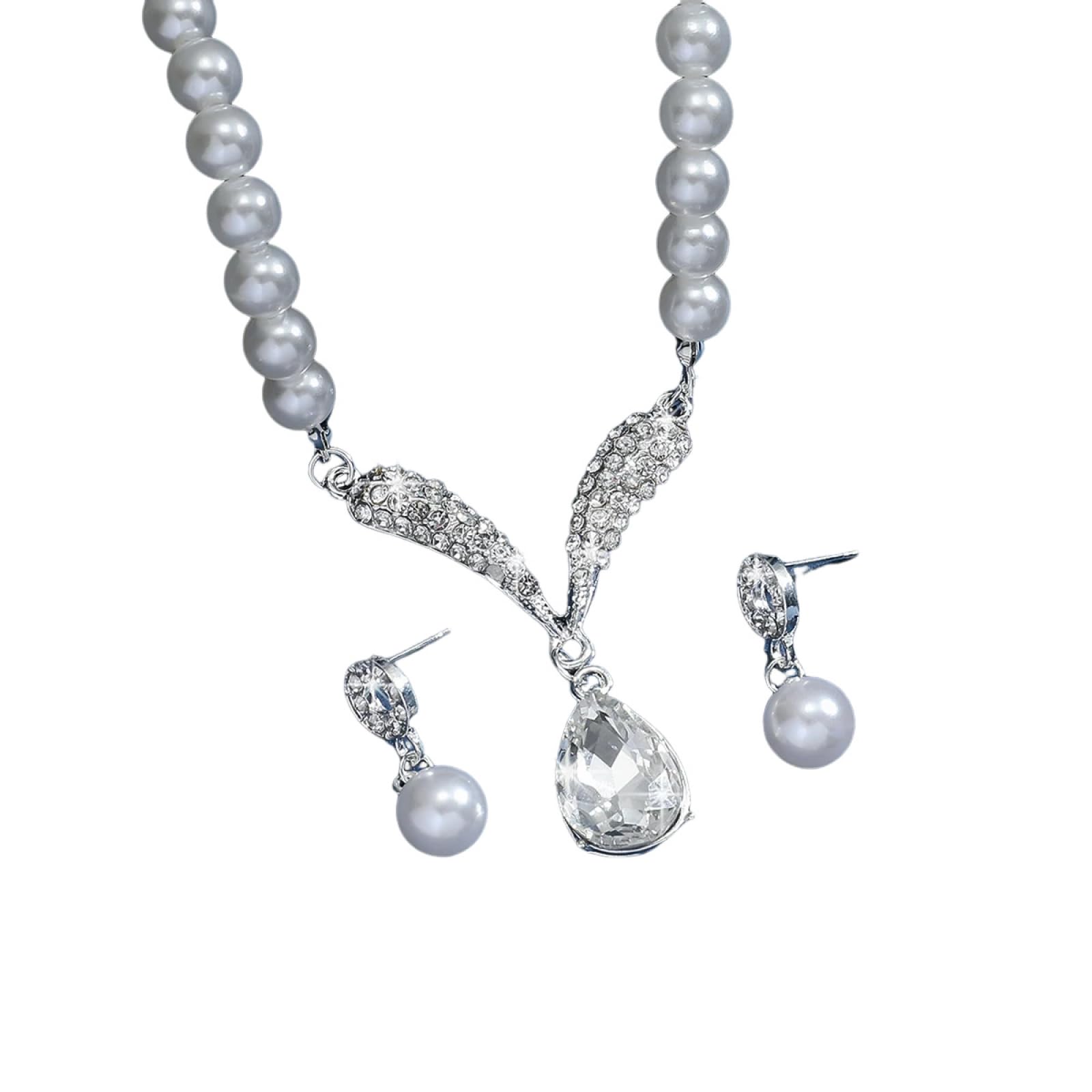 Collares y aretes de perlas para invitadas de banquetes y fiestas 4