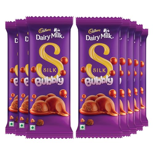 Image of Cadbury Dairy Milk Silk Bubbly 112 g (Pack of 3) & Silk Bubbly 46 g (Pack of 5) Chocolate Bars, 566 g