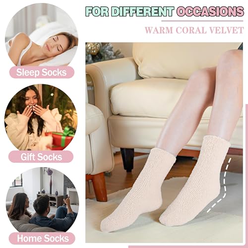 Image of Fuzzy Socks Warm Fluffy Winter Cozy Thick Plush Slipper Sleep Comfy Crew Socks for Women & Men 5 Pairs