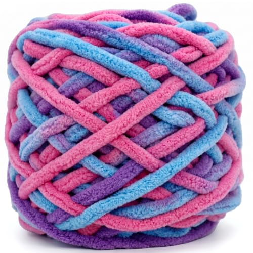 Image of Chunky Chenille Yarn for Crocheting,Mermaid Fluffy Velvet Plush Yarn Thick Soft Chunky Chenille Yarn Baby Blanket Yarn for Crocheting Knitting Beginners 100g(Mermaid Tone)