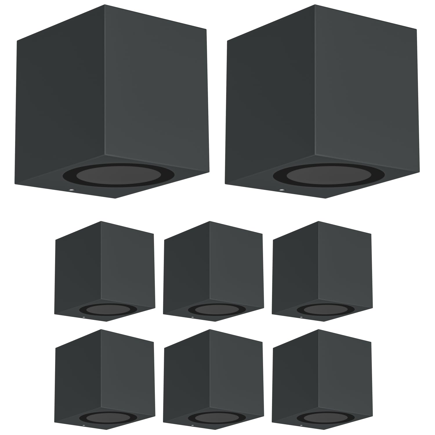 ledscom.de 8x Wandleuchte ALSE für außen, IP54, Downlight, anthrazit matt, eckig, 1x GU10 max. 35W