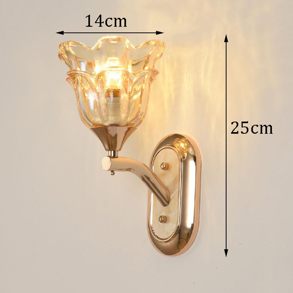Nowoczesna złota szklana lampa ścienna ze szklaną lampą ścienną w kolorze różowego złota idealna jako lampka nocna do salonu, pokoju dziecięcego, wejścia lub jadalni