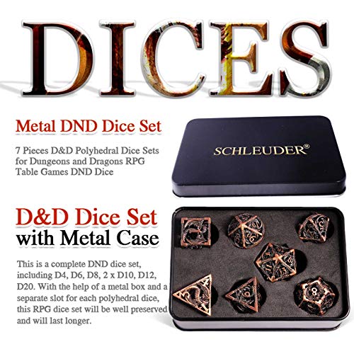 DnD Würfel Set für Rollenspiele mit Drachenmuster aus Kupfer