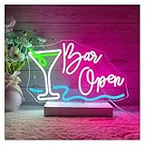 BYAMBD AtmosphäreHeimdekoration Bar Open Neonschild Wanddekoration, USB-betrieben, Einstellbare Helligkeit, Willkommensschilder Dekoration 27cmx43.8cm