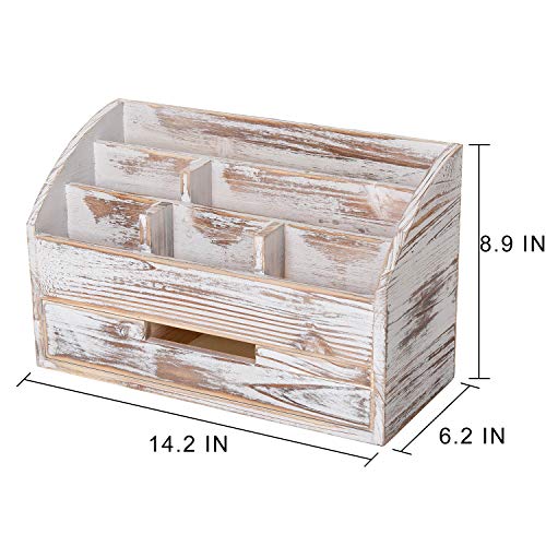 Liry Products Whitewashed Wooden Serving Tray Utensil Drawer Organizer Multi Compartments Rectangular Storage Box Flatware Cutlery Silverware Snacks Accessories Torched Wood Nesting Sorter Home Office #TOP4