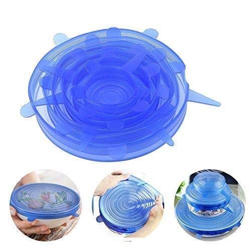 Kit 6 Tampas Panelas Silicone Potes Forma Universal Elástica