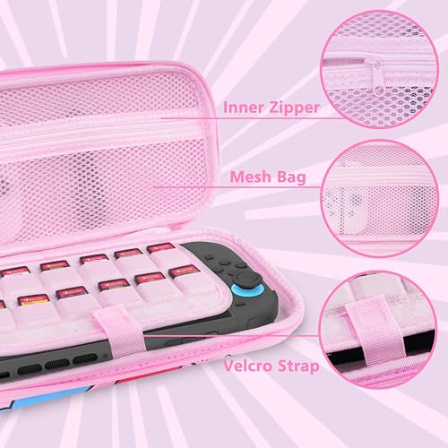 TIKOdirect Carrying Case for Switch 2(2025), Cute Portable Travel Bag in Updated Design of Pink Interior with an Adjustable Shoulder Strap, Pink by TIKOdirect - Image 5