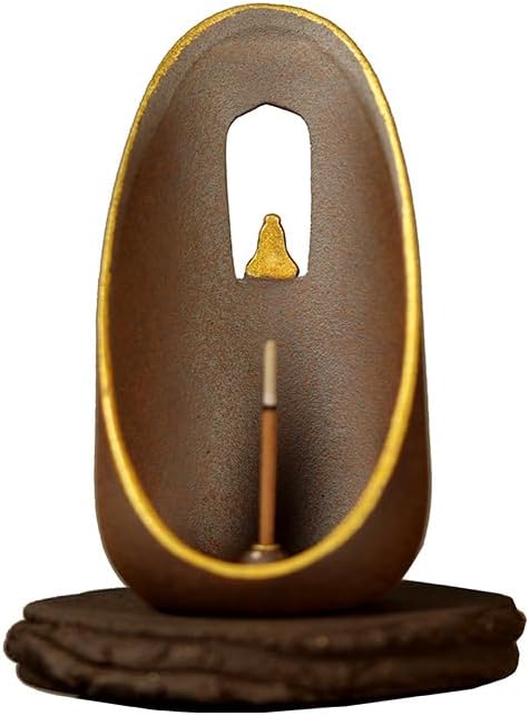 Handmade Dunhuang Wuxiang Incense Holder - 4.17 Inch Old Rock Ceramic Zen Incense Burner for 2.5mm Sticks, Wabi-Sabi Tea Ceremony Aromatherapy, Meditation Altar Decor