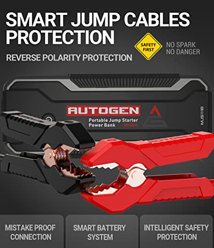 AUTOGEN New Upgrade 4500 Amp 32000mAh Lithium Car Jump Starter (10.0L+ Gas & Diesel), 12V Battery Jumper Box Booster Pack, USB Quick Charge 3.0 Charger, Portable Power Pack for Cars, SUVs, Trucks - Thumbnail 3