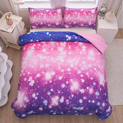 Ninenine Purple And Blue Galaxy Bedding Sets Twin Comforter For Teen Kids,Gradient Colorful Rainbow Bedding Sets For Girls Purple Bed Set With 1 Comforter 1 Matching Pillowcase #TOP1