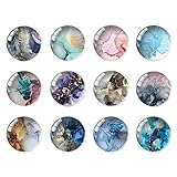 Glass Strong Magnetic Fridge Magnets, Round Funny Marbling Crystal Kitchen Magnets Decorations for Office Whiteboard, Cabinet, Dishwasher, Locker (12Pcs) (Water Ripple)