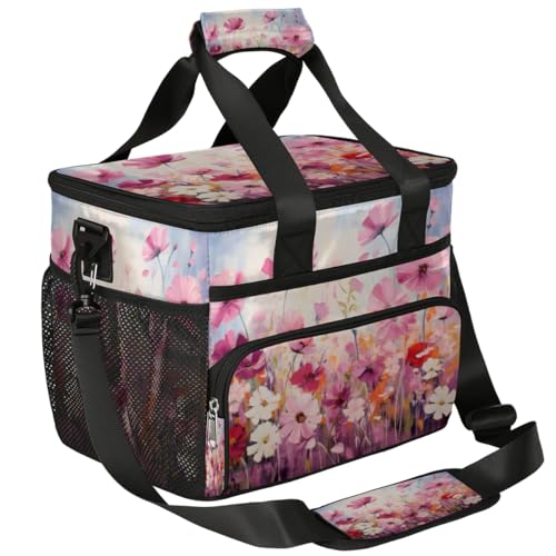Botanical Floral Insulated Picnic Backpack Lunch Box for Women Men Picnic Basket Tote Lunch Bag Picnic Bag Portable Lunch Bags for Picnic, Beach, Work, Trip,Office, Camp Flowers