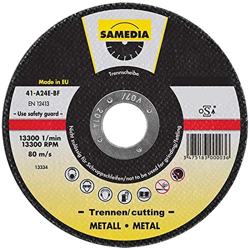 Samedia TKM Korund-Trennscheiben 25 Stück Metall Trennscheibe versch. Größen (Ø 125 mm x 2 mm)