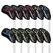 Craftsman Golf Black Pu Leather Iron Head Covers Headcover Set with Colorful No. (5 Fit Titleist, Callaway, Ping, Taylormade, Cobra, Nike, Mizuno, Etc. (12pcs/Set)