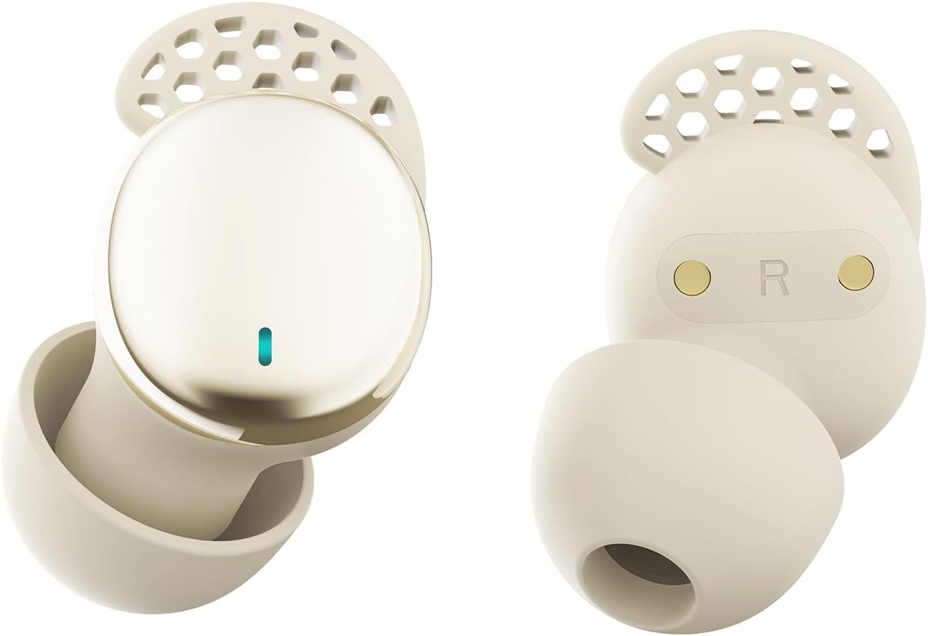 Sleep Earbuds for Side Sleepers, Wireless Noise Cancelling Sleep Headphones with Sleep Mode, LED Power Display, Comfort Fit for Sleeping, Working, Hiking (Gold) Sleep Earbuds for Side Sleepers, Wireless Noise Cancelling Sleep Headphones with Sleep Mode, LED Power Display, Comfort Fit for Sleeping, Working, Hiking (Gold)