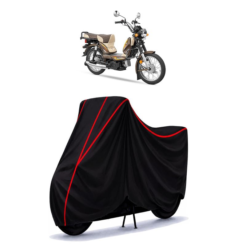Image of TVS XL 100 Water Resistant Bike Cover for All Motorcycles & Rain | Heavy Duty Taffeta Fabric | UV Protection, Dustproof, Scratchproof | All Weather Two Wheeler Body Cover with Elastic Bottom