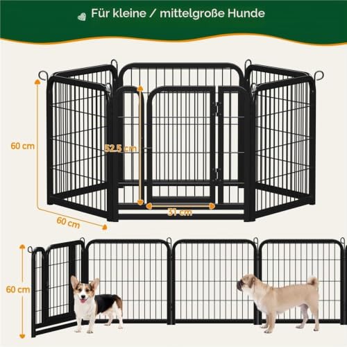 Yaheetech Welpenlaufstall 60cm hoch, 6-teiliger Faltbarer Welpenauslauf, Automatische Verriegelung, DIY Hundepark für drinnen und draußen, werkzeugfreie Montage