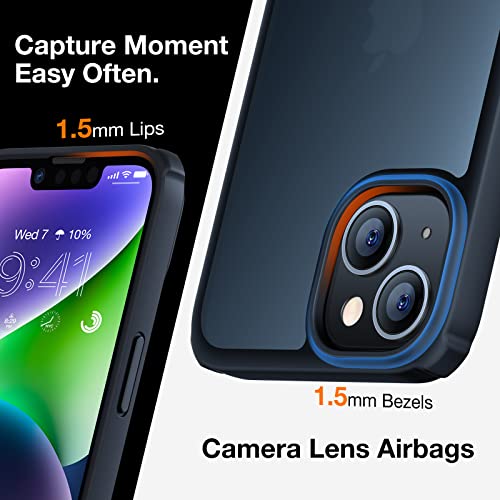 Torras Marsclimber Designed For Iphone 14 Case/Iphone 13 Case, [8Ft Military Grade Shockproof] [3 Stand Ways] Translucent Matte Slim Phone Case For Iphone 14/ Iphone 13 With Stand, Chimney Black #TOP4