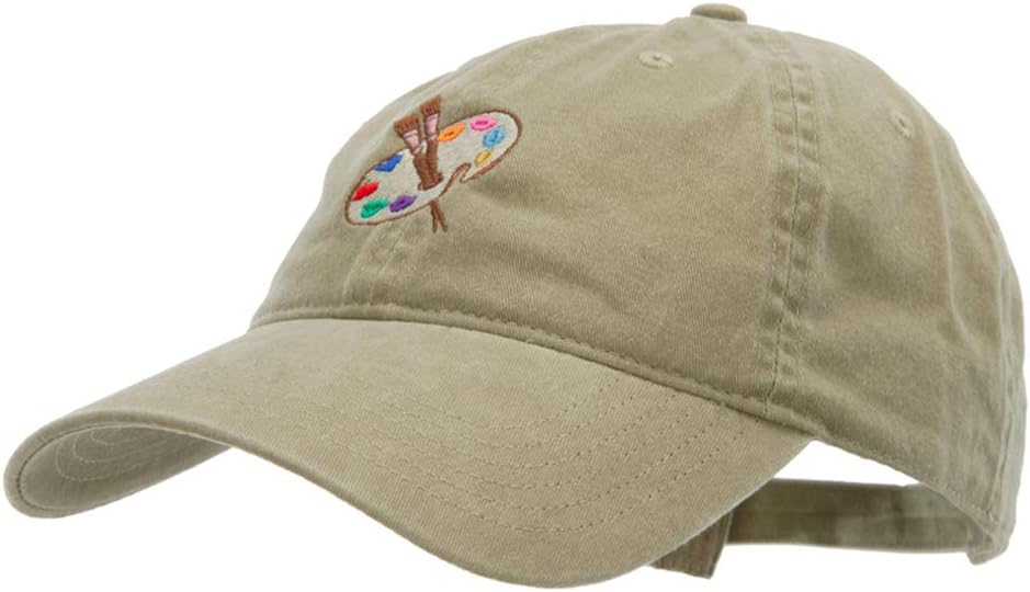 e4Hats.com Artist Palette Embroidered Washed Solid Pigment Dyed Cotton Twill Brass Buckle Cap