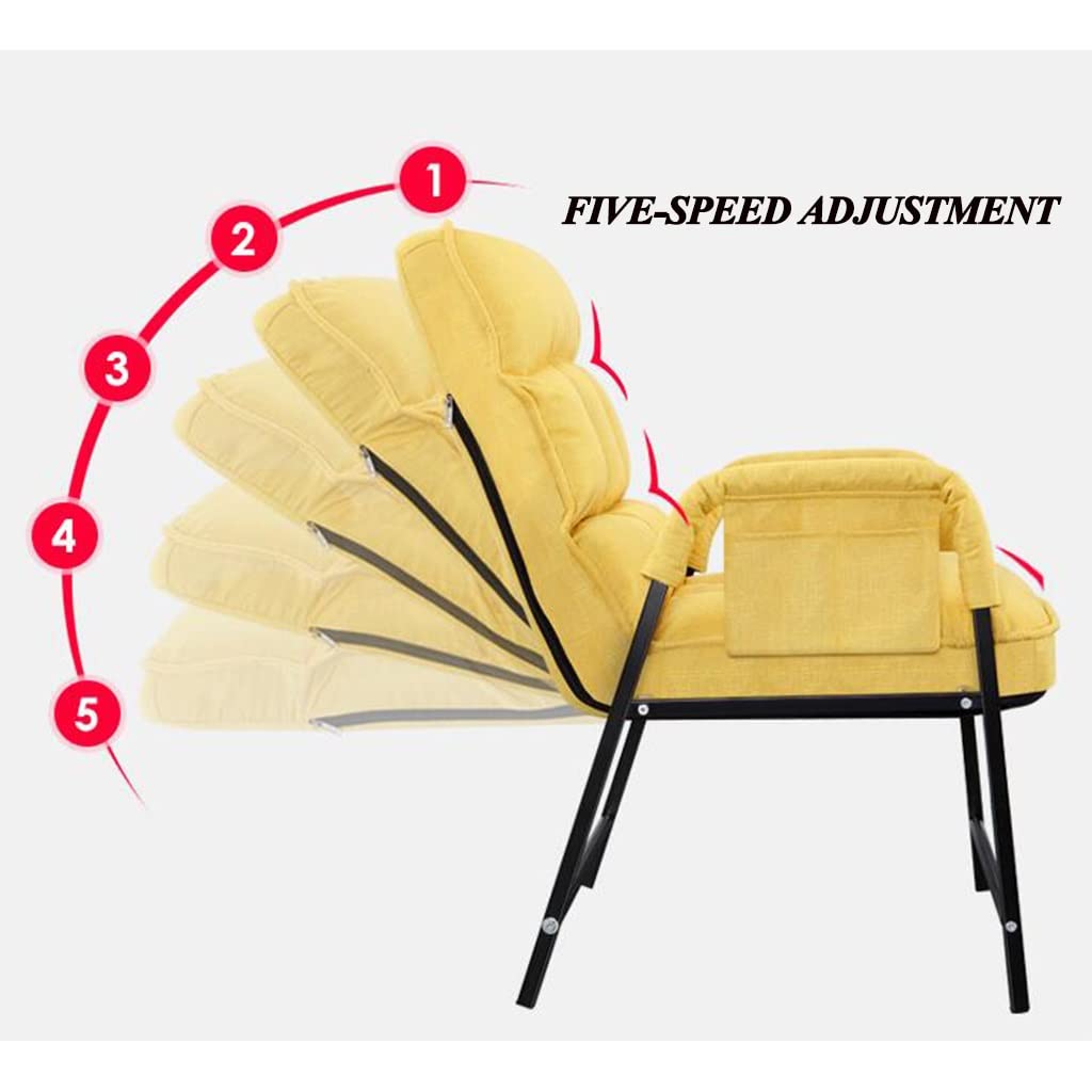 Poltroncina Salotto, Poltrona Reclinabile, Sedia con Accento di metà Secolo con Struttura in Acciaio Sedia per Computer Imbottita Ergonomica con Tasche Portaoggetti Sedia Singola per Il Tempo Libero