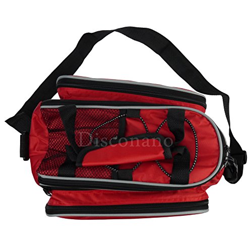 Disconano&reg; Waterproof Multi Function Excursion Cycling Bicycle Bike Rear Seat Trunk Bag Carrying Luggage Package Rack Pannier with Rainproof Cover (Red)