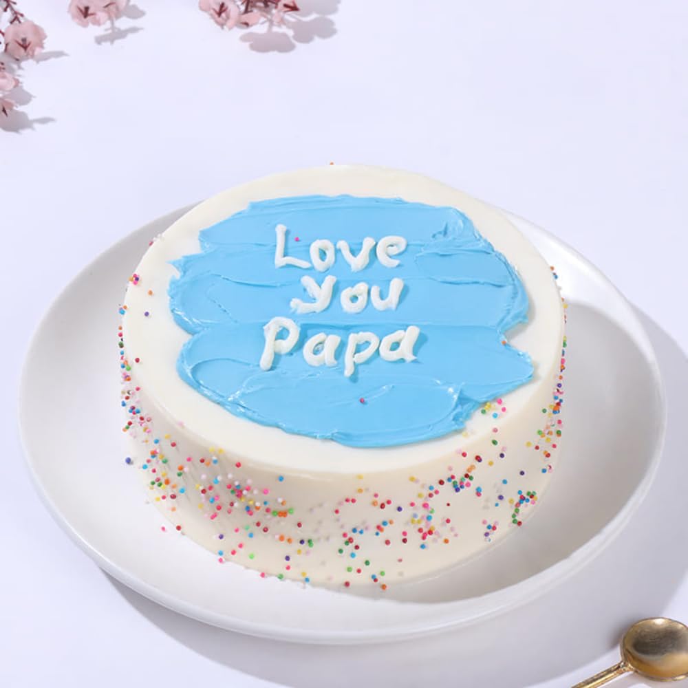 FlowerAura Delicious Fresh 0.5Kg Love You Papa Sprinkle Eggless Pineapple Cake For Birthday Gift & Fathers Day Cake For Dad | Father | Papa | Father-In-Law | Appa (Same Day Delivery)-image-23
