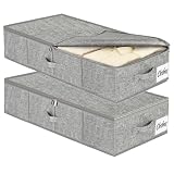 17 cm de Hauteur, Lot de 2 Boîtes de Rangement Sous Lit avec Couvercle, Caisses de Rangeme...