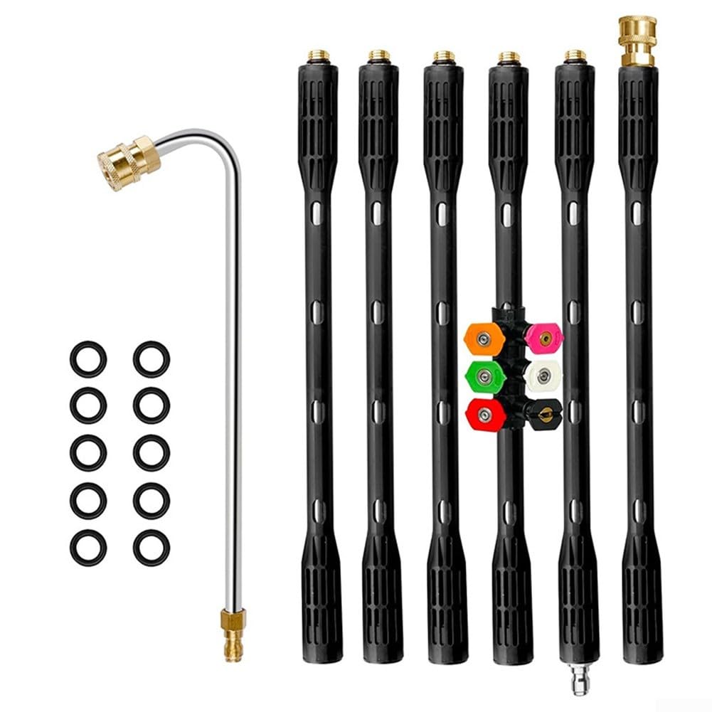 Ugelli per idropulitrici, ugelli a innesto rapido, Kit bacchetta for grondaia ad alta portata for idropulitrice, 4000 PSI, connessione rapida 1/4, dimensioni multiple(Set1)