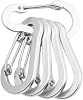 5 Pack Lightweight Aluminum Carabiner Clips for Use with For Outdoor Equipment Including Backpacks Belts Bags and Gear Loops (Silver)