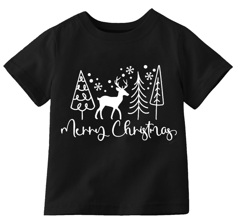 Image of Christmas Shirt for Kids Toddler Boys Girls Rudolph The Red Nose Reindeer T-Shirts Short Sleeve Holiday Tee