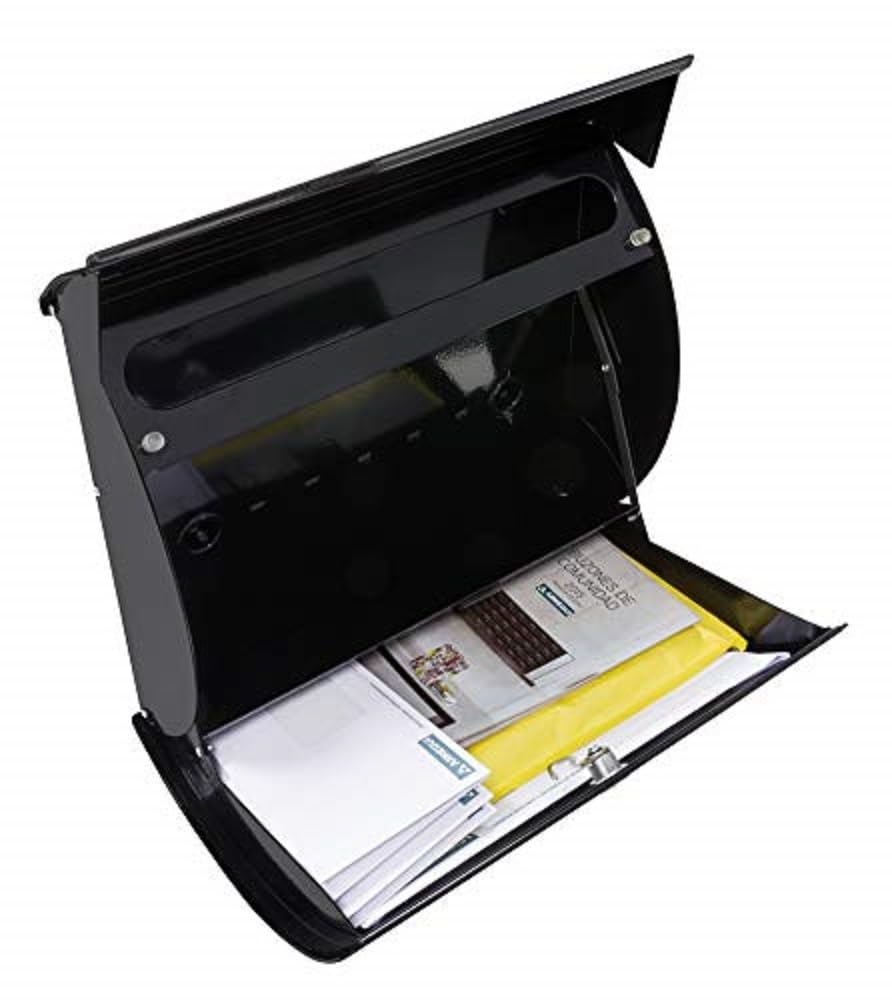 ARREGUI Aura E5404 Cassetta Postale Individuale in Acciaio, di Grandi Dimensioni, Cassetta della Posta da Parete, Dimensione L (Riviste e Buste C4), Nero