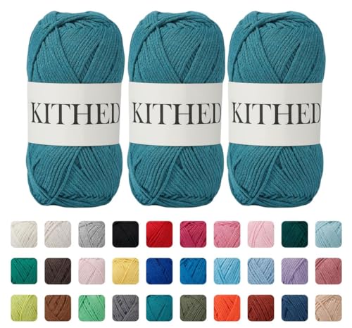 Image of Cotton Yarn，10.5oz，526yard，3 Pack ，Soft Yarn for Crocheting and Knitting (37 Jade)