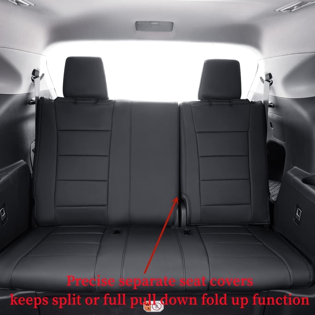 coverdream Custom Fit Pilot Car Seat Covers for 2023-2026 Honda EX-L,Touring,Elite,Sport,(8-Seats),2nd-Row 40/20/40 Split,Semi‑Coverage for Rear Seats,Leather (Full Set,Black)