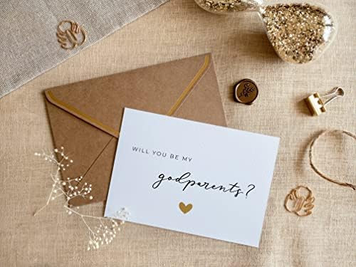 JoliCoon Will you be my godparents card with natural envelope and wax seal - Godparent proposal