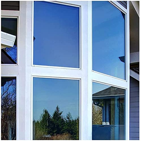 Image of WISDOM Blue Window Film Privacy Window Heat Control Film Glass Films Self-Adhesive Window Dark Blue & Tint for Home and Office Size : (20 x 120 inch)
