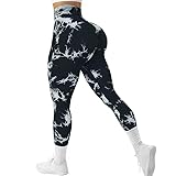 tincolia Women Yoga Trendy Tie Dye Yoga Tights Seamless High Stretch Tummy Control Gym Leggings Running Pants-5-M