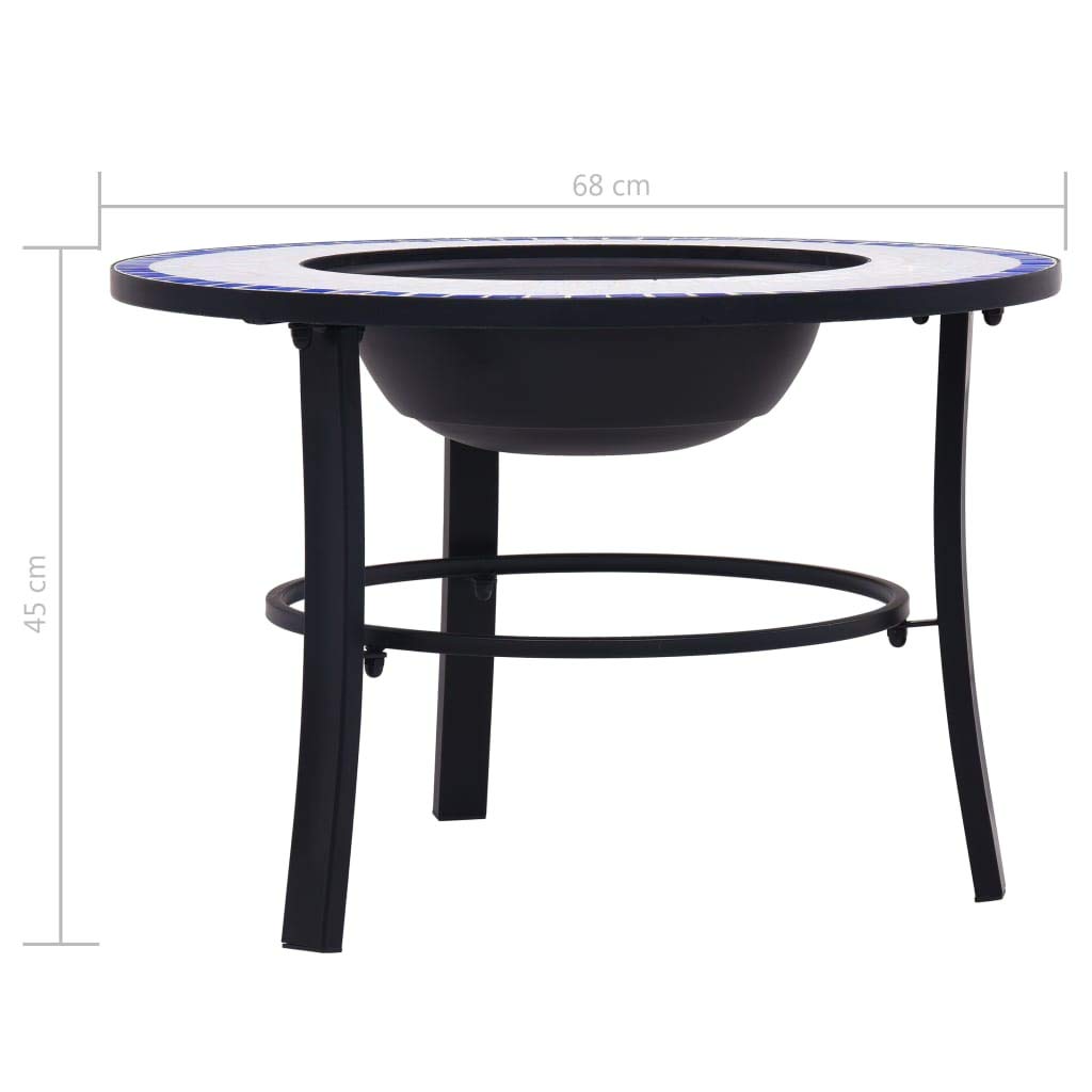 Tidyard Braciere da Giardino con Mosaico in Ceramica 68 cm,Griglia per Barbecue,Barbeque Giardino,Barbecue Balcone,Braciere da Esterno