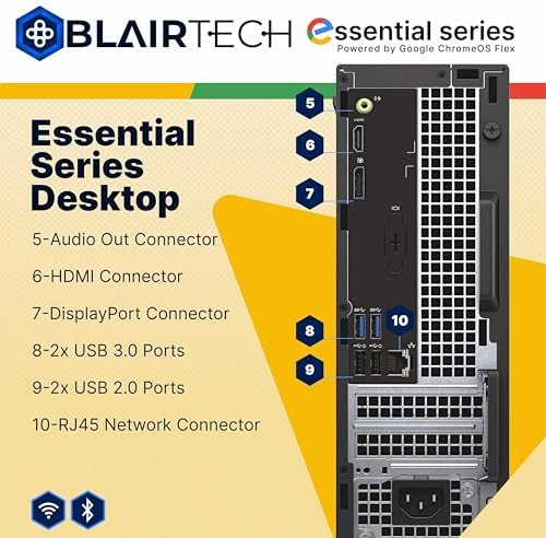 Blair Tech Desktop Computer PC – Essential Series – Intel Core i5, 8GB RAM, 128GB SSD, WiFi 6, Bluetooth, HDMI & DisplayPort – Powered by Google ChromeOS Flex Operating System (Renewed) - 5