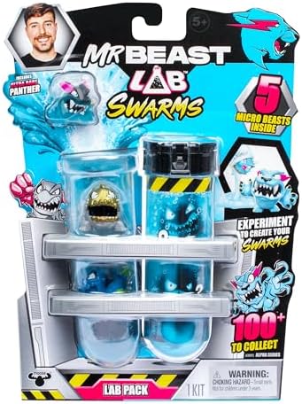 MrBeast Lab Swarms Lab Pack, Experiment by Adding Water, Shaking Test Tube & Revealing 5 PK of 1", 100+ to Collect, Look Out for The Limited Edition Hyperchrome Panther,Youth