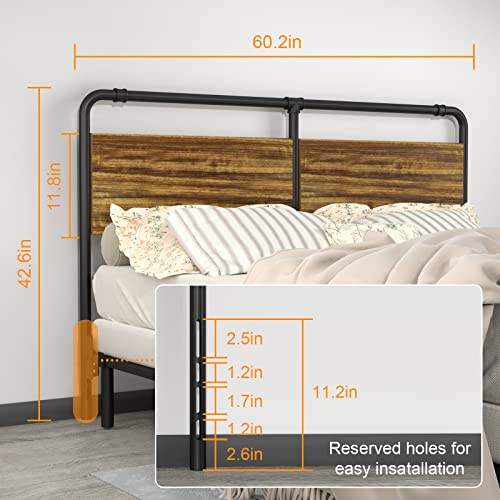 Ujujia Headboard Only Metal And Wooden Bed Headboard Farmhouse Rustic Headboards Adjustable Easy Assembly Head Board For Queen/Short Queen Size #TOP4