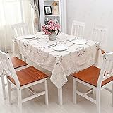 SELHOME Cotton Linen Classica Tablecloth Hand Crocheted Embroidered Lace Hem European Style Cover Wa