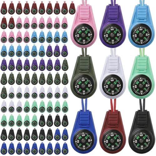 Set de 100 mini brújulas llavero para camping