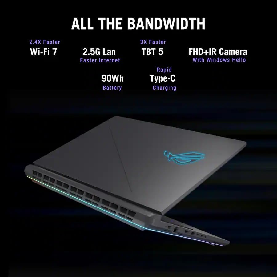 Image of ASUS ROG Strix G18 Gaming Laptop, 18 inch 2.5K 240Hz Nebula Display, Intel Ultra 9 275HX, GeForce RTX 5080 16GB GDDR7, 64GB DDR5, 4TB SSD, Thunderbolt 5, Wi-Fi 7, Copilot AI Gaming PC, Windows 11 Pro