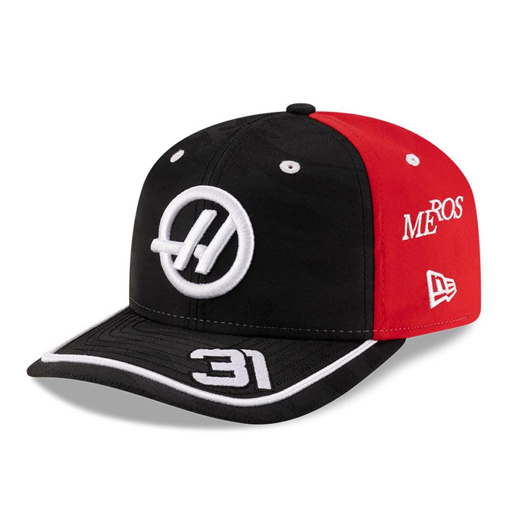 Casquette New Era Haas F1 2025 – Esteban Ocon #31, Rouge/noir, Ajustable, Broderie Blanche
