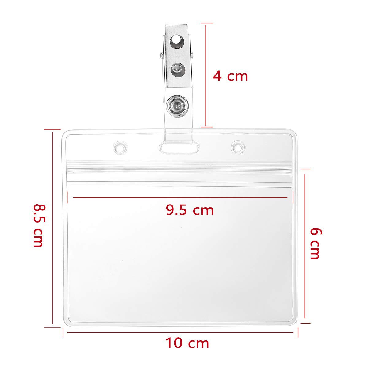 IDカードホルダー 透明 50個 横型 名刺 バッジ 10x8.5cm Amazon | 50枚セット 透明 クリップ付き 防水保護 横型 IDカード
