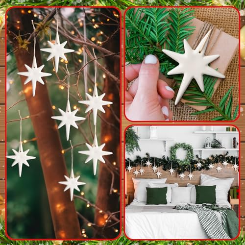 Image of Suncalla 12 Pcs Christmas Bethlehem Star Ornament 1.97 x 3.15 Inch