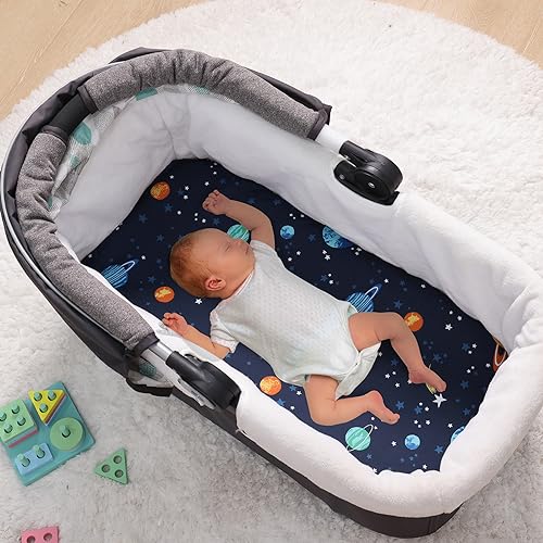 Image of PHF 3 Pack Soft Bassinet Sheets, Space Breathable Comfy Cradle Sheets for Baby Boys Girls Neutral, No Slip Universal Fit for Most Cradle and Bassinet Mattress, Space